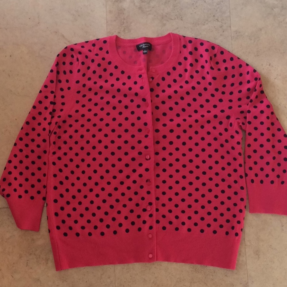 Navy Polka Dots on Pink Light Weight Sweater